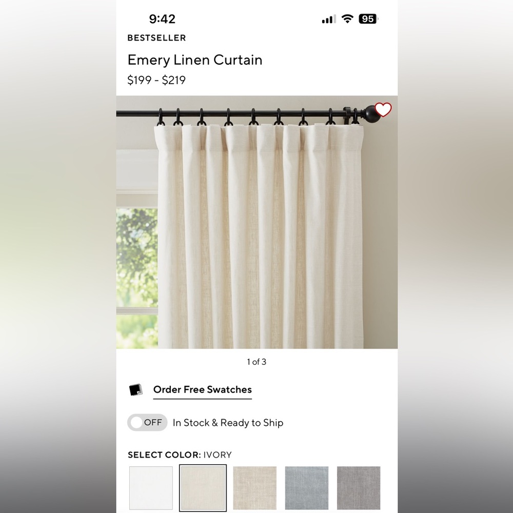 Pottery Barn Emery Linen Curtains 50x108 (pair)